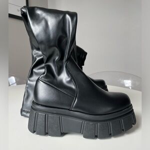 Faux Leather Over the Knee Platform Boots